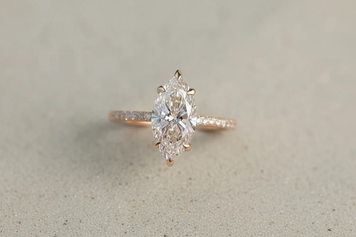 2ct Moissanite Diamond Marquise Ring (Silver and Gold options)