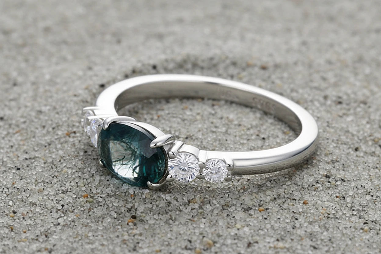 Moss Agate Oval Ring