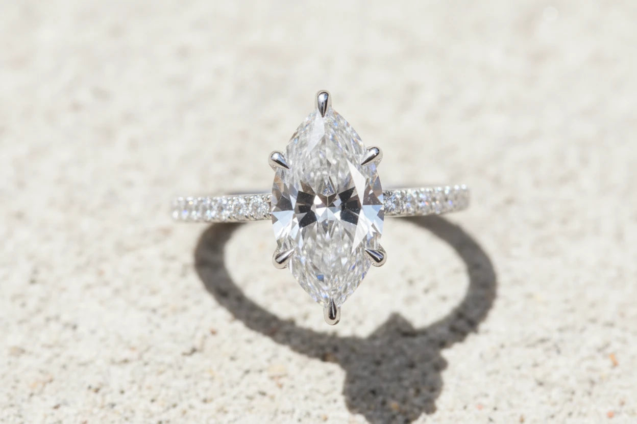 2ct Moissanite Diamond Marquise Ring (Silver and Gold options)