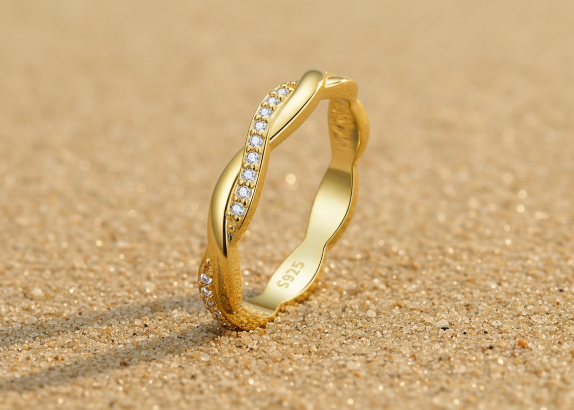 925 White Gold Ring with Zirconia Stones