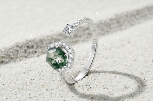 925 Moss Agate Ring