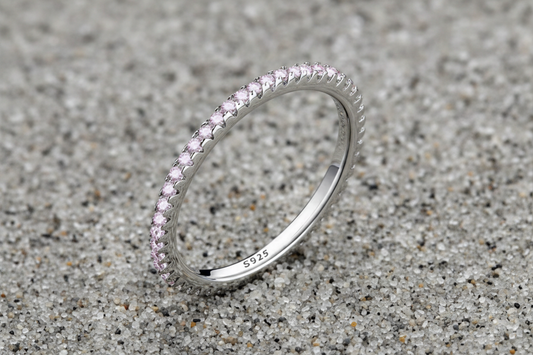 925 Sterling Silver Ring with Pink Zirconia Stones
