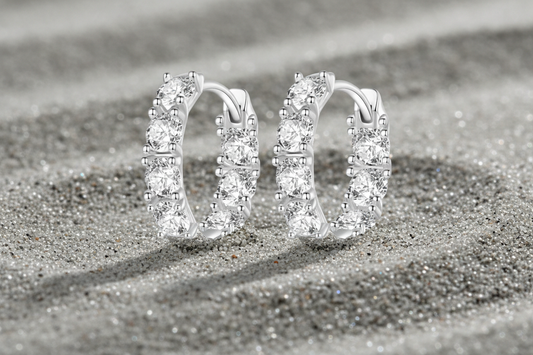 925 Sterling Silver Zircon Hoop Earrings