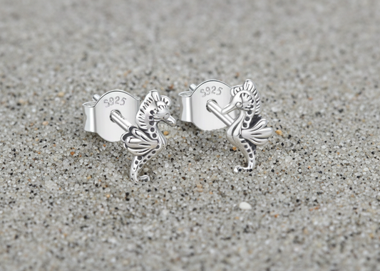 925 Sterling Silver Seahorse Earrings