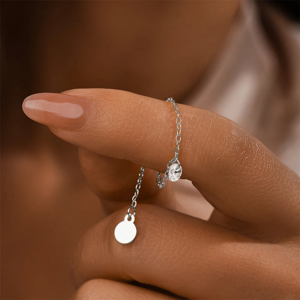 Delicate Chain Ring With Star - Sterling Silver