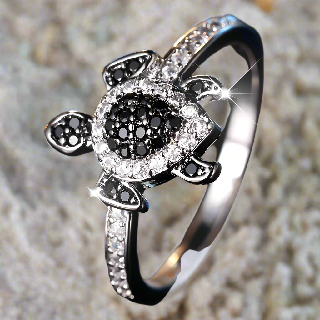 Turtle Ring - Sterling Silver and Zirconia stones